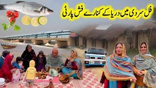 Fish party fish fry by the river in full winter|traditional village life punjabi woman|kishwarvillag