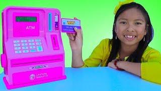 Wendy Pretend Play with ATM Machine Toy! Kid Learning How To Save Money