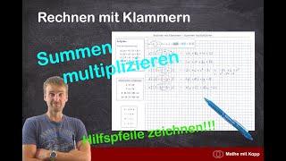 Rechnen mit Klammern - Summen multiplizieren | Hilfspfeile | Mathe mit Kopp