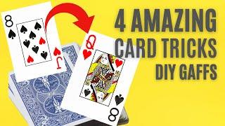 4 EASY CARD TRICKS W/ GAFFS (DIY) YOU CAN DO! #cardtrick #easycardtricks  #cardtrickmagic #easytrick