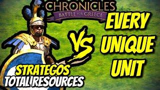 ELITE STRATEGOS vs EVERY UNIQUE UNIT (Total Resources) | Chronicles: Battle for Greece (AoE2)