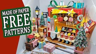 DIY cute Christmas market miniature dollhouse made of paper