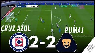 Cruz Azul 2-2 Pumas Highlights  | Liga MX Clausura 2024 |  Simulación de Video Juego