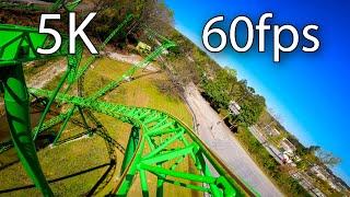 Riddler Mindbender front seat on-ride 5K POV @60fps Six Flags Over Georgia