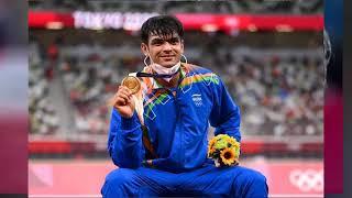 Neeraj Chopra win a gold medal #national anthem.. medal CEREMONY