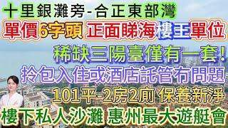 單價6字頭 正面睇海樓王單位 稀缺三陽臺僅有一套！業主血虧【十里銀灘旁-合正東部灣】101平-2房2廁|保養新淨 直接拎包入住或酒店託管冇問題！樓下私人沙灘 惠州最大遊艇會#合正東部灣 #海景房