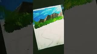 Beautiful mountain scenery drawing #Shorts