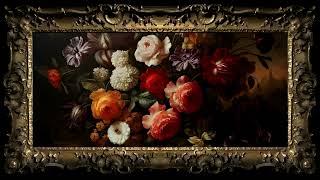 Vintage Still Life Floral Bouquet, Moody Antique Oil Painting | Framed TV Art