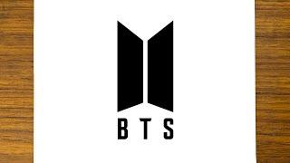 BTS 로고를 단계별로 그리는 방법 | BTS 로고 그리기 튜토리얼 | 단계별로 쉽게 그림을 그리세요