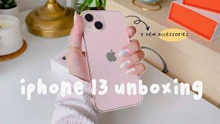 iphone 13 pink unboxing + cute accessories | camera test + iphone 12 pro max comparison | aesthetic