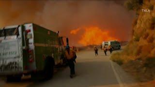 Fire Fighters Narrowly Escape - Bridge Fire In San Gabriel Canyon