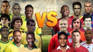 Brazil Legends vs European Legends | Footballer Comparisons(Ronaldinho Neymar Pele Ronaldo Zidane)