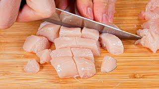 Cut the Chicken into Cubes and in Just 5 Minutes you will prepare a Delicious Dish!