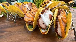 Tafelspitz Tacos - gesmoktes Kalbs Tafelspitz als Fingerfood vom Grill