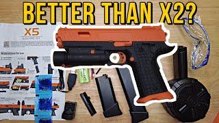 What's In The Box?! X5 Gel Blaster Splat Ball Pistol With Blowback | Is it better than X2 Glock?