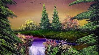 Forest Waterfall Tutorial part 2 #LIVEArt #OilPainting #FreeTutorial #PaintWithJosh #BobRoss