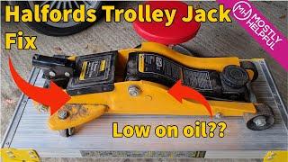 Halfords (SGS) Trolley Jack Fix - Air purge and oil top up