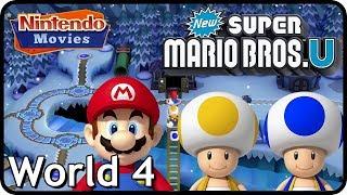 New Super Mario Bros. U: World 4 Frosted Glacier (All Star Coins 100% Multiplayer Walkthrough)