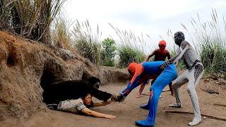 Great Battle: 3 Brave Spider-Man Rescue A Young Girl From Giant Carnivorous Gorilla Monster