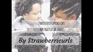 New Orleans Natural Hair Stylist Strawberricurls // Twisted Updo On 4A Natural Hair