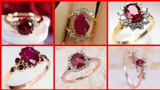 simple and pretty ruby finger rings designs 2022-2023/most beautiful gold and silver tone ruby ring