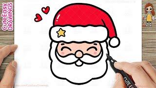 How to Draw a Cute Santa Claus Face - Easy Drawing and Coloring for Kids and Toddlers