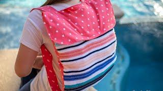 How to Fold the Beach Towel Backpack free sewing pattern from SewCanShe