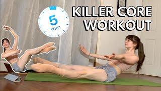 5 MINUTE core workout | ballerina workout, no equipment, beginner friendly workout w tabatas