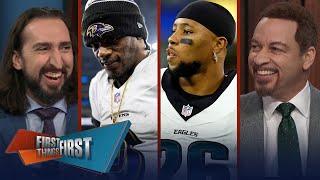 Eagles beat Ravens, Selling Baltimore stock, Are the Chiefs lucky? | NFL | FIRST THINGS FIRST