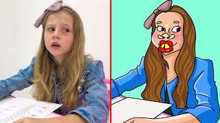 Nastya teaches her school friend to take care of her appearance| Funny cartoon drawing meme part 75