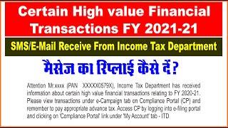 Income Tax Department has received information certain high value financial transactions toFY2020-21