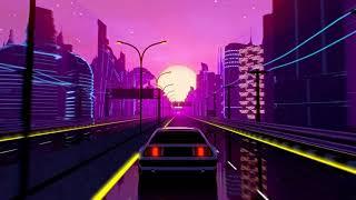 Driving In Retro Futuristic Neon City Screensaver 4K