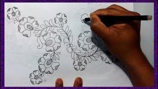 How To Draw Embroidery Flower Drawing | Jana Art