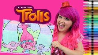 Coloring Trolls Poppy, Satin & Chenille GIANT Coloring Page Crayons | COLORING WITH KiMMi THE CLOWN