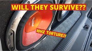 Subwoofer Punishment!! 10hz!! Sony XPLOD 10 vs Alpine Type R 12