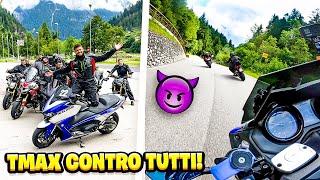 TMAX VS MOTO sulle DOLOMITI ( BASTONATI TUTTI )