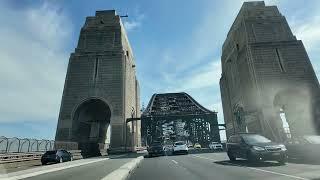 Sydney Harbour Bridge driving across (I'm the passenger) heading home Australia City CBD Osmo