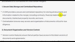 VDRs for Cross Border Mergers, Facilitating due diligence in international mergers