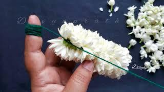 How to tie jasmine flowers in easy way/different method to string jasmine flowers/mallipoo/veni/DIY