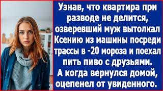 Узнав, что квартира при разводе не делится, муж вытолкал Ксению из машины посреди трассы в -20 мороз