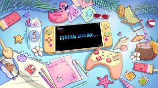 Animated Twitch Overlay Summer Lo-fi Desk, Animated Stream Package Cozy Desk