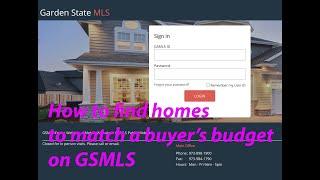 Garden State MLS Training - How to match our buyers' budgets using Advanced Search