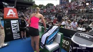 Ostapenko throws her racket at a ballboy