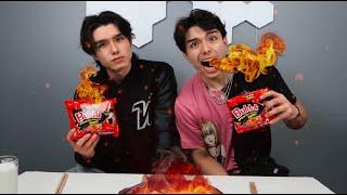 Trying the Spicy Fire Noodles Challenge