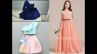 One side off shoulder girls kids dress/one strap-one shoulder dress Aline dress @A Fashion World