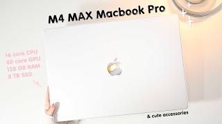 Macbook Pro M4 Max 128GB RAM 8TB SSD  aesthetic unboxing Cute Accessories ft. CASETiFYGame test