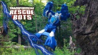 Transformers Rescue Bots: "Zip Line Escape" | One Step Transformer Rescue Bot Toys in Action