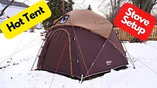 Watch Me Setup my Pomoly T1 Ultra Wood Stove in my Hot Tent | Setting up Hot Tent Wood Stove