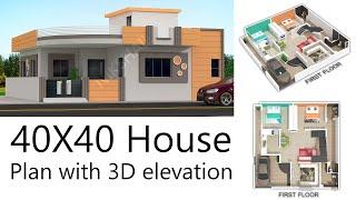 40X40 House interior with 3d elevation by nikshail