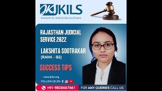 JKILS  - RJS Lakshita Sootrakar (Rank 92 )  Sharing Success Tips-How To Clear RJS In Less Time